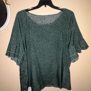 SHEIN Teal Animal Print Blouse
